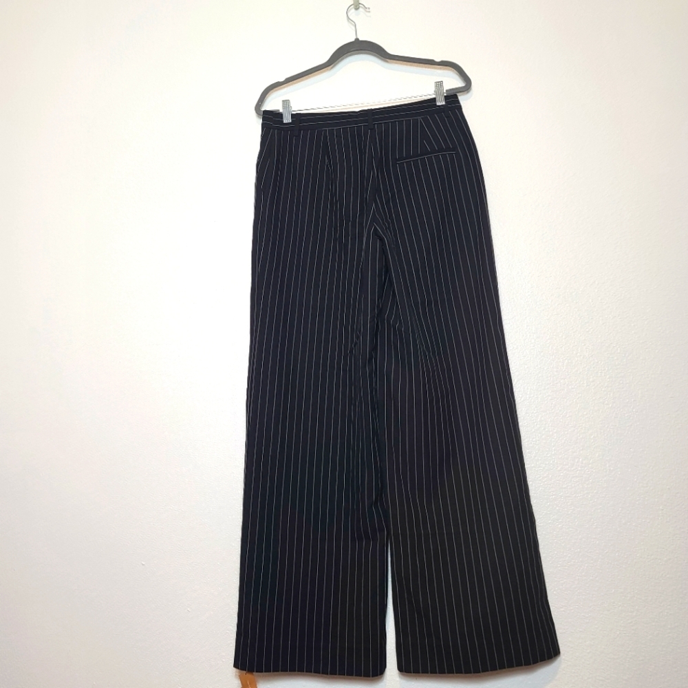 NWT Reformation Carter Mid-Rise Pants in Black Stripe Capsule Office Sz 8 - Picture 7 of 11